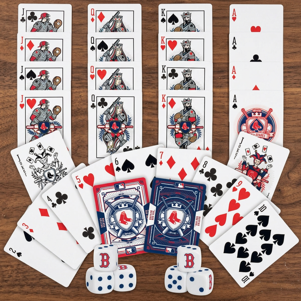 Boston Red Sox 2 Pack Playing Cards & Dice Set