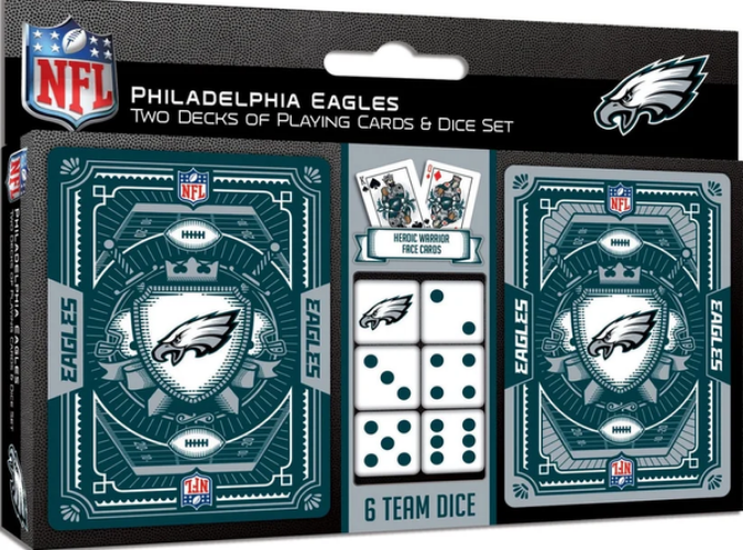 Philadelphia Eagles 2 Pack Playing Cards & Dice Set