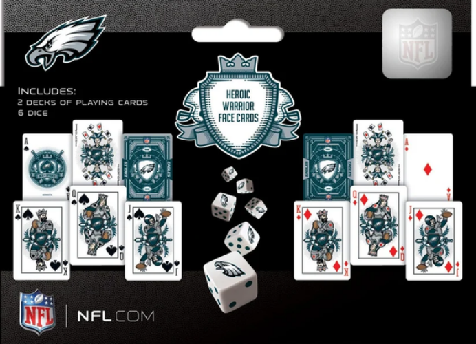 Philadelphia Eagles 2 Pack Playing Cards & Dice Set