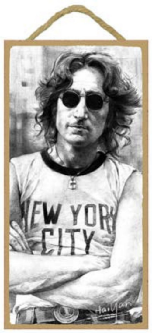 John Lennon (wearing NYC shirt, black and white) Plaque