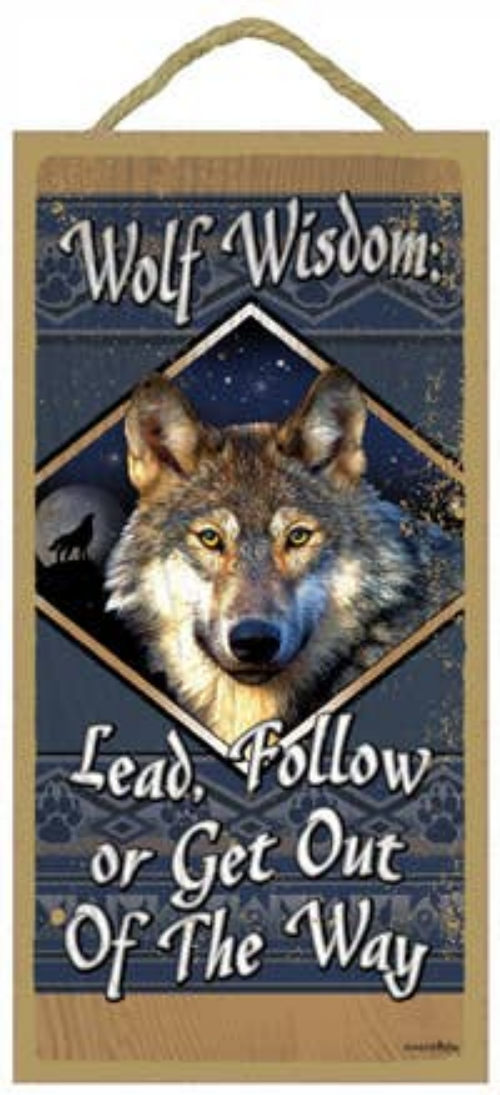 Wolf Wisdom 5" x 10" wood plaque