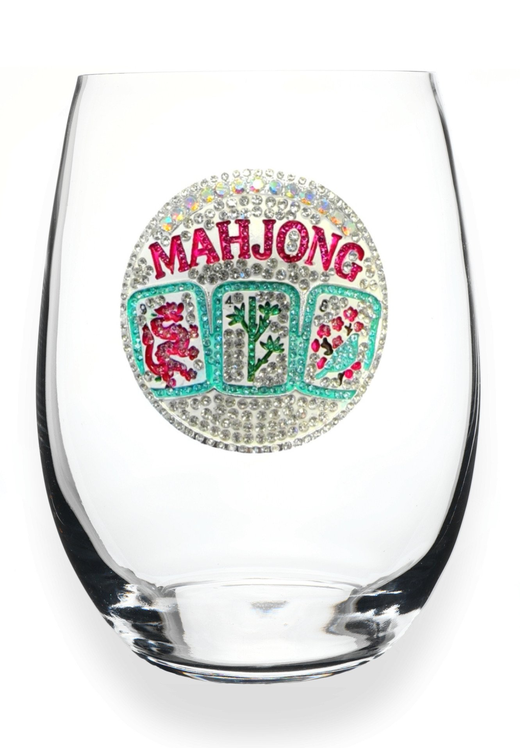 Mahjong Jeweled Stemless Wine Glass