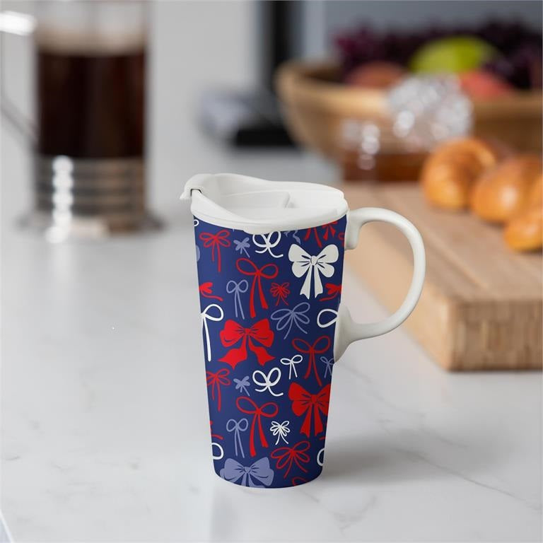 American Classic Red, White, & Bows Travel Cup