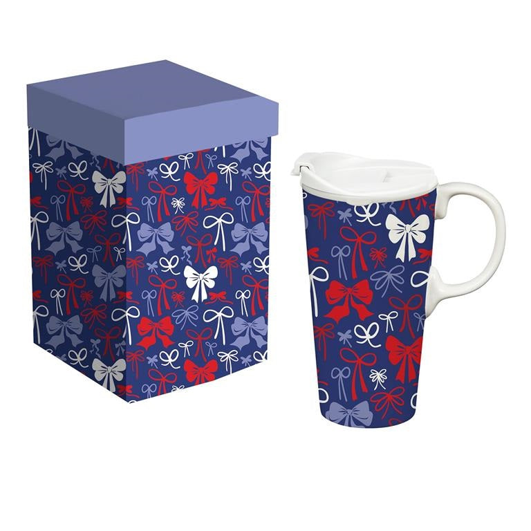 American Classic Red, White, & Bows Travel Cup