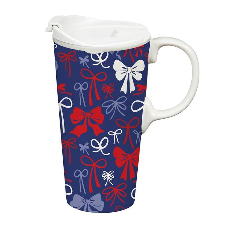 American Classic Red, White, & Bows Travel Cup