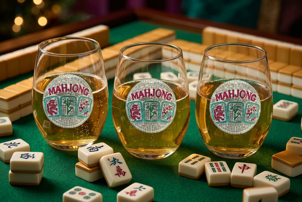 Mahjong Jeweled Stemless Wine Glass