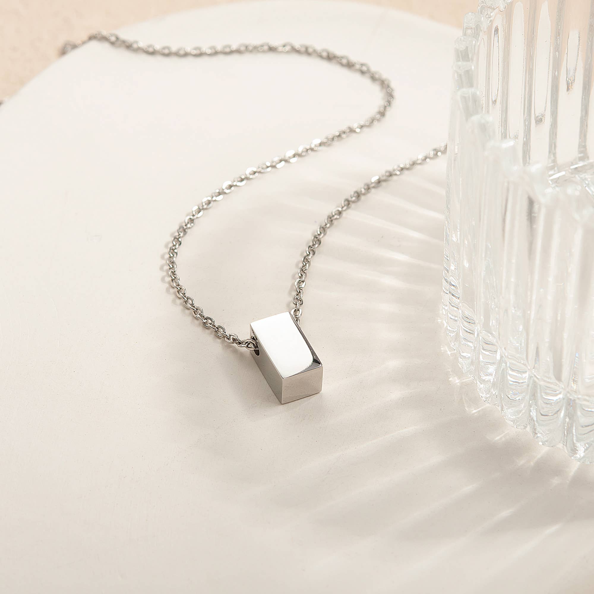 Happy 18th Birthday Necklace / Silver Cube