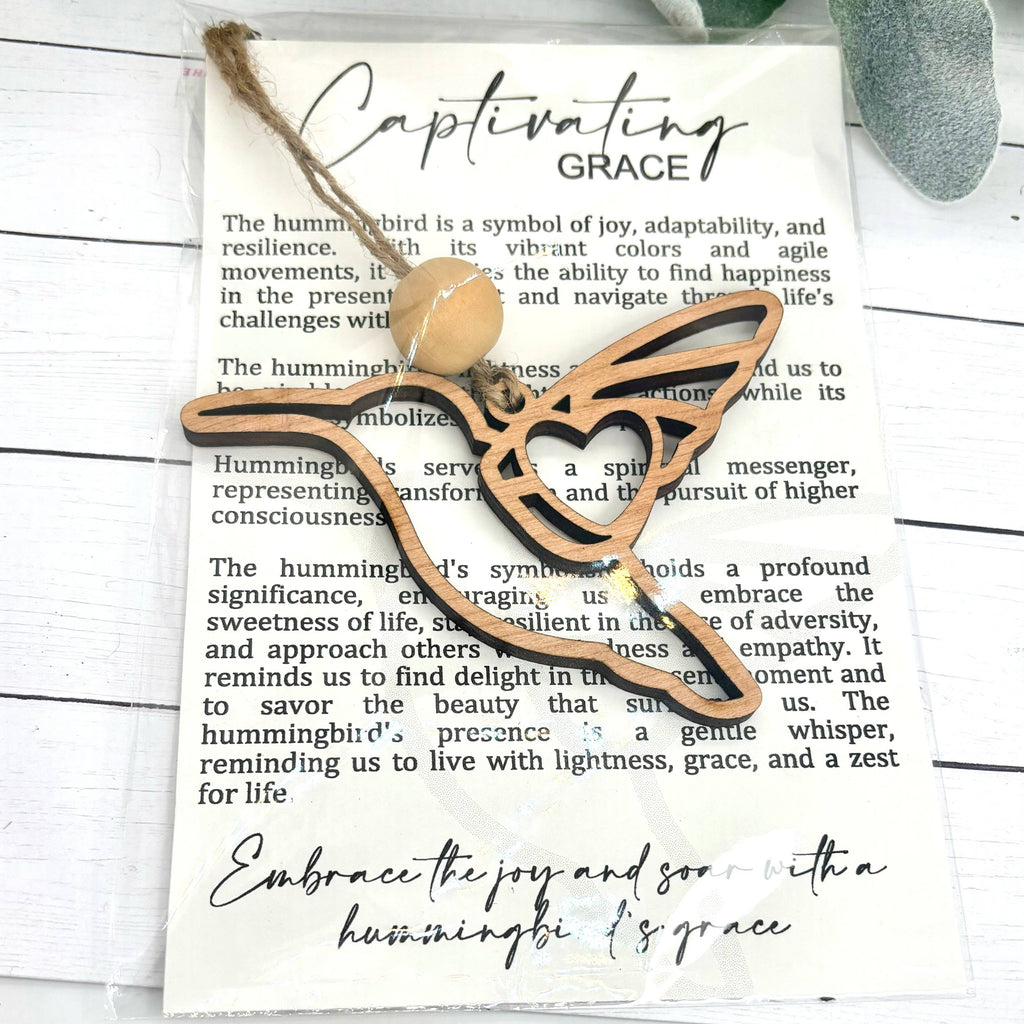 Hummingbird Grace Story Card Ornament/Car Charm/Maple