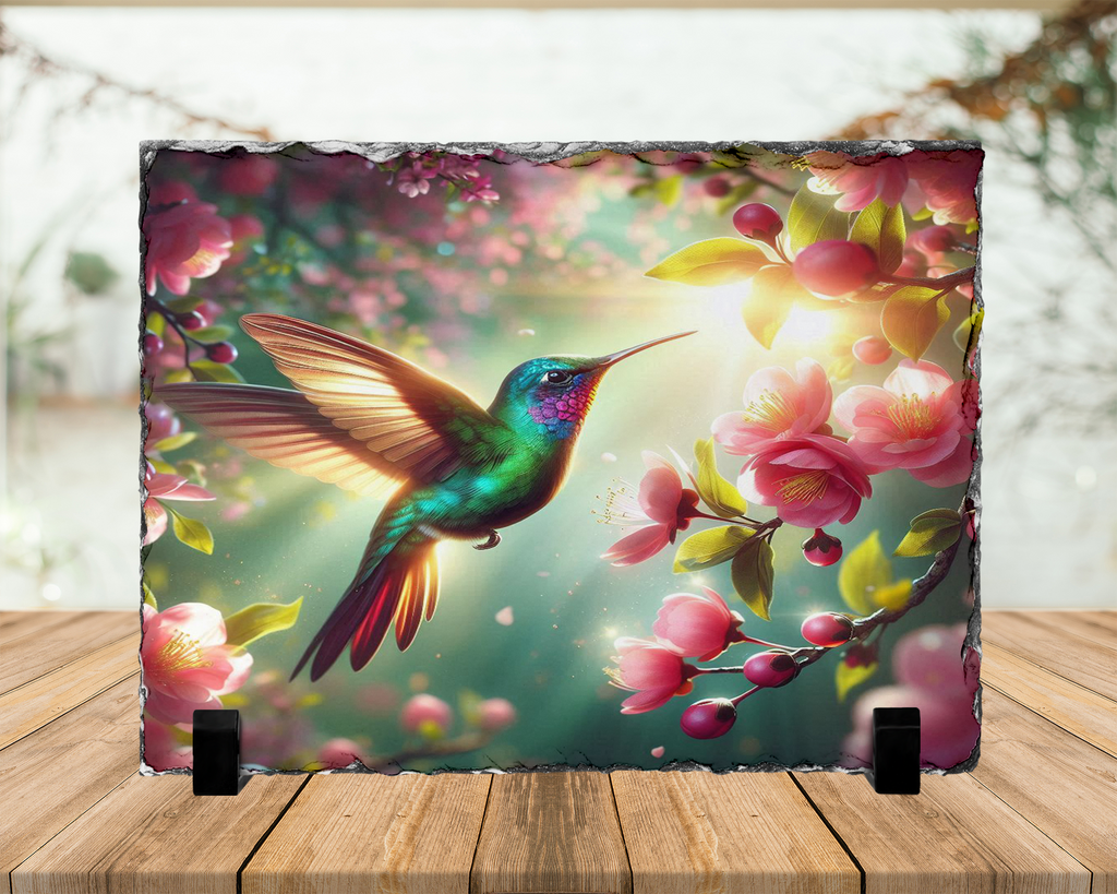 Decorative Slate - Hummingbird Design - Pink
