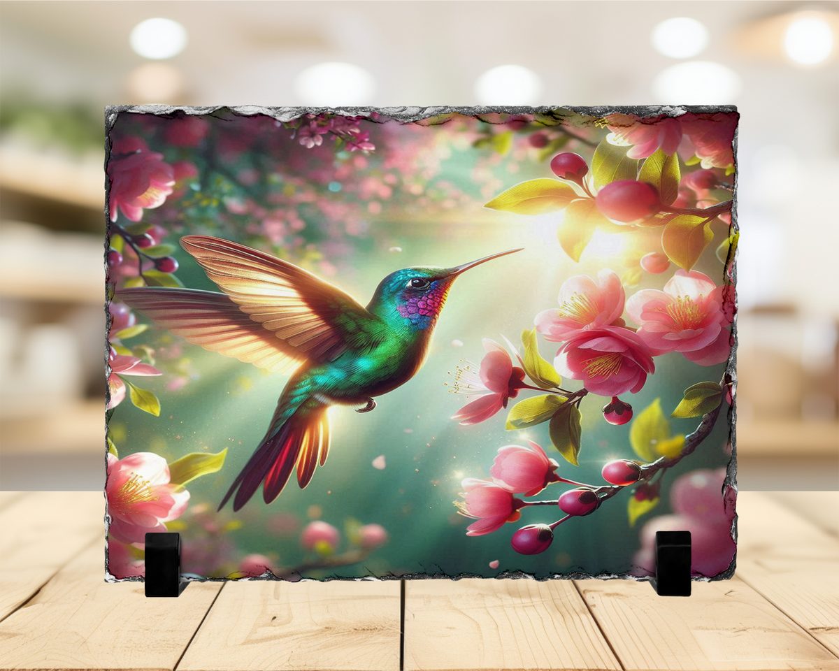 Decorative Slate - Hummingbird Design - Pink