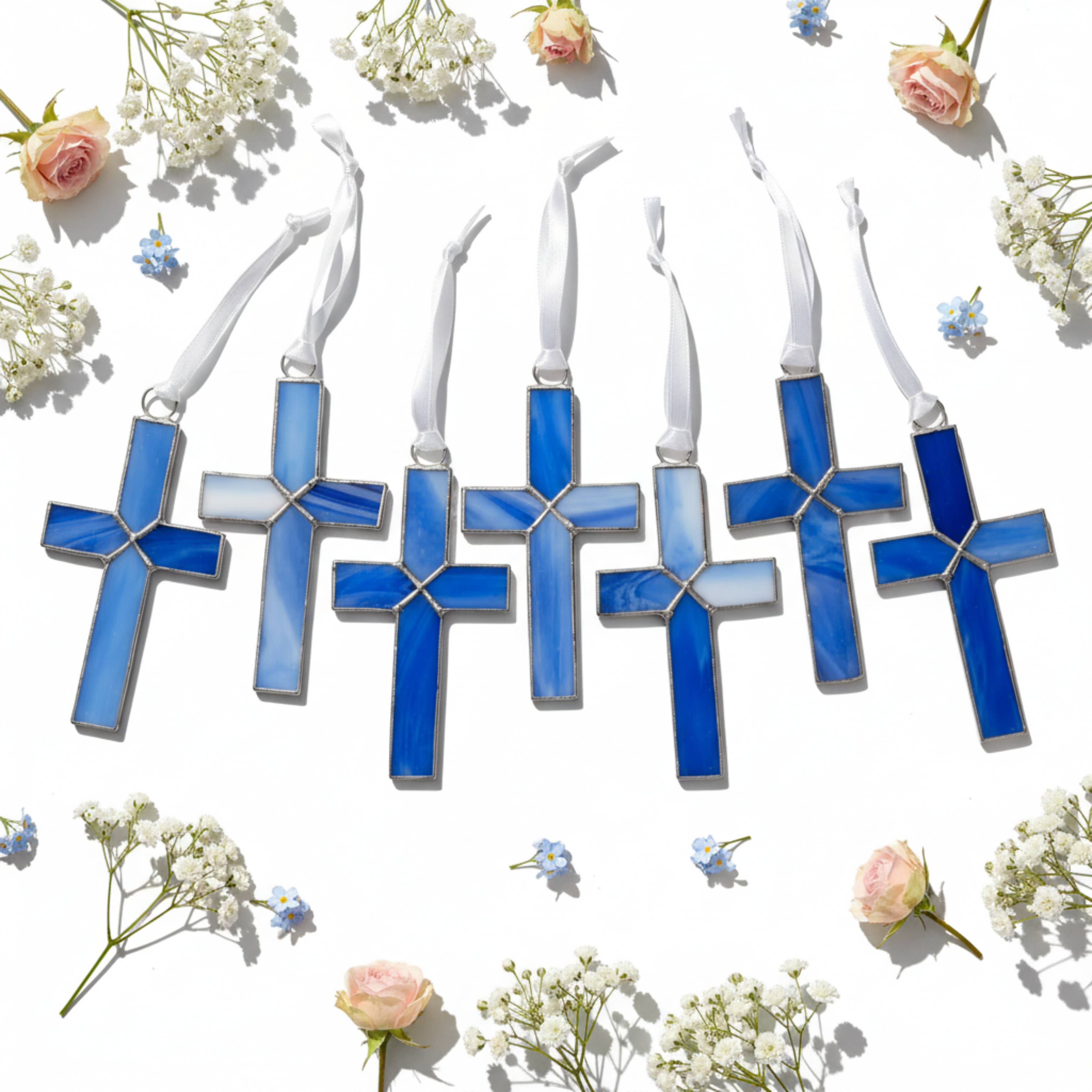 Pastor Appreciation Gift Blue Stained Glass Cross