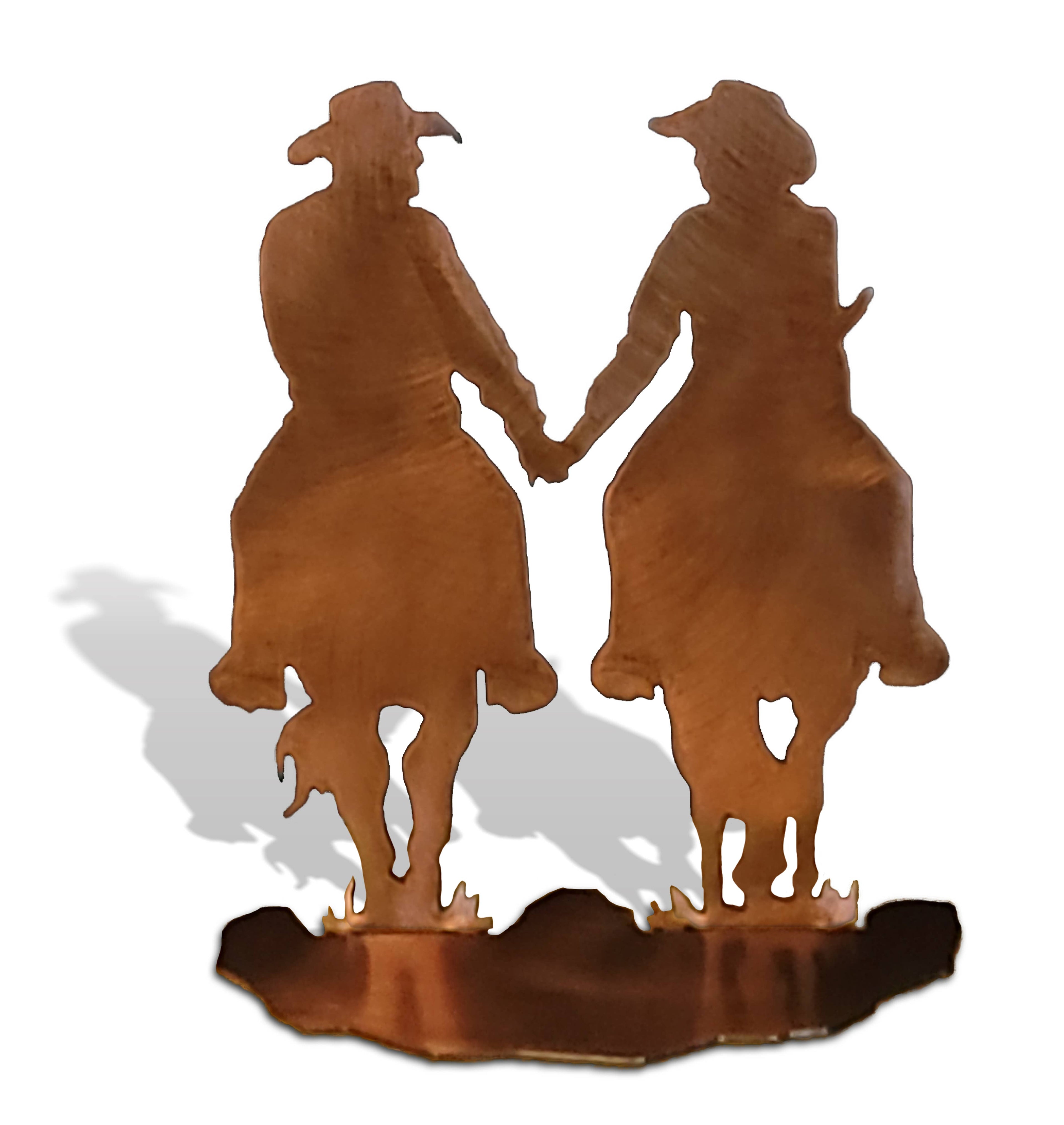 Cowboy Cowgirl Horse Holding Hands Table Topper Sculpture : Small