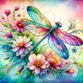 Dragonfly & Flowers Magnet