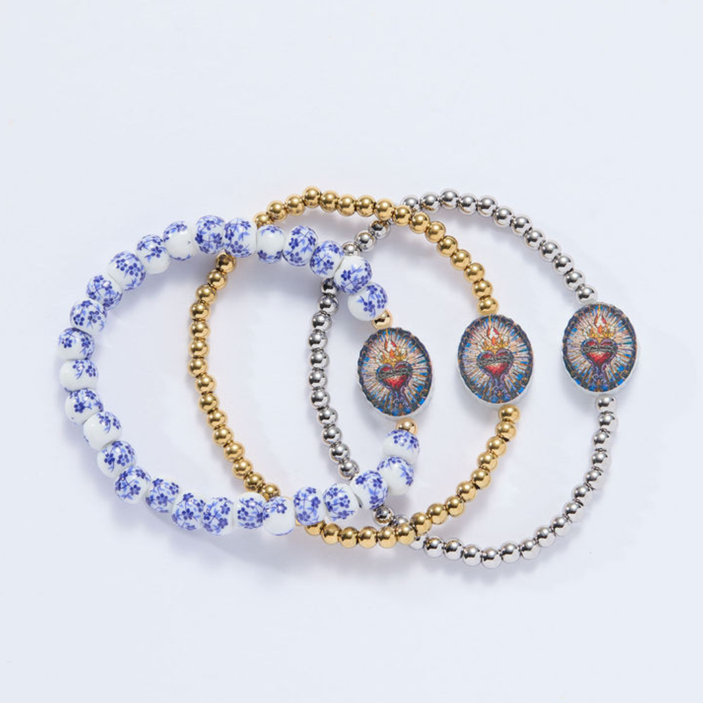 Sacred Heart Waterproof Gold Holy Water Bracelet