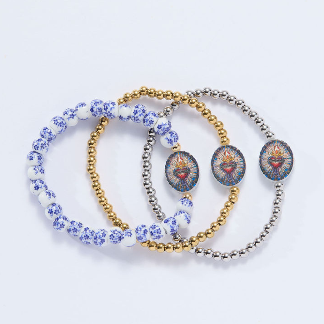 Sacred Heart Waterproof Gold Holy Water Bracelet