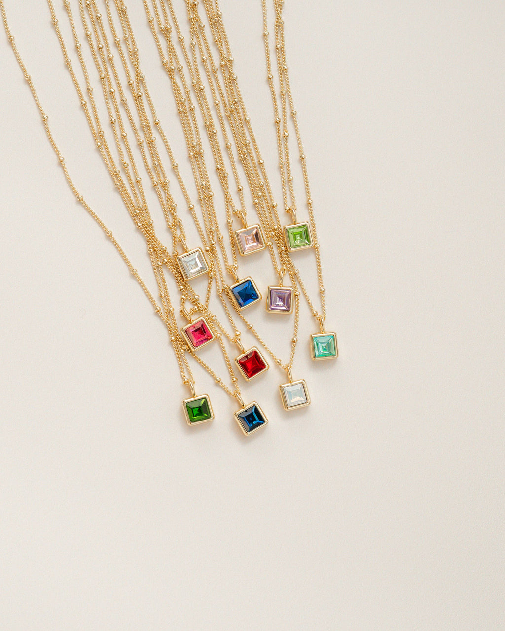 Birthstone Bottle Necklace - Gold - March/Aquamarine