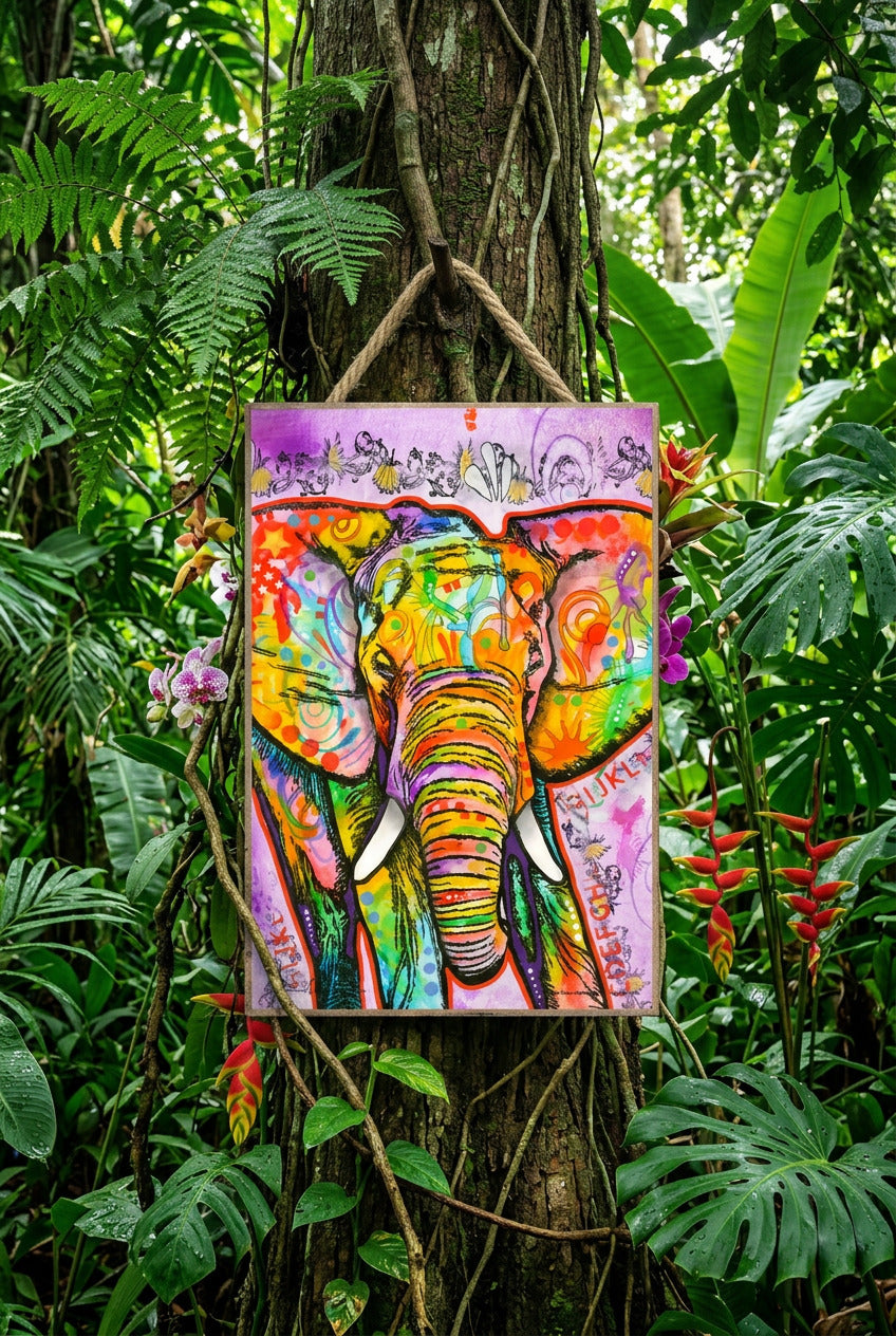 Elephant  7" x 10.5" wood plaques/signs