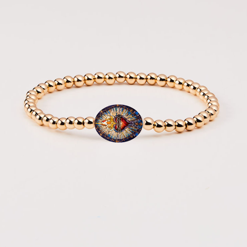Sacred Heart Waterproof Gold Holy Water Bracelet