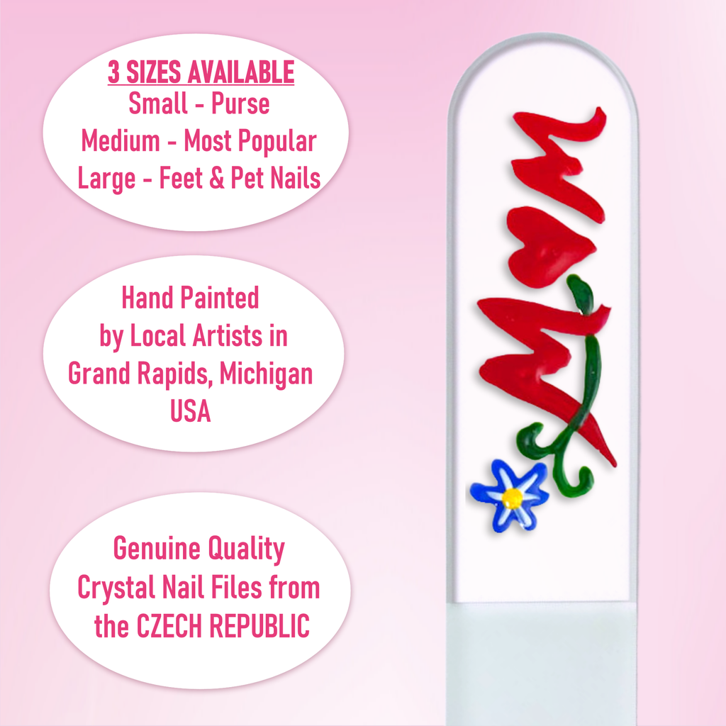 Mom Flowers Mother's Day Gift Hand Painted Crystal Nail File: Small