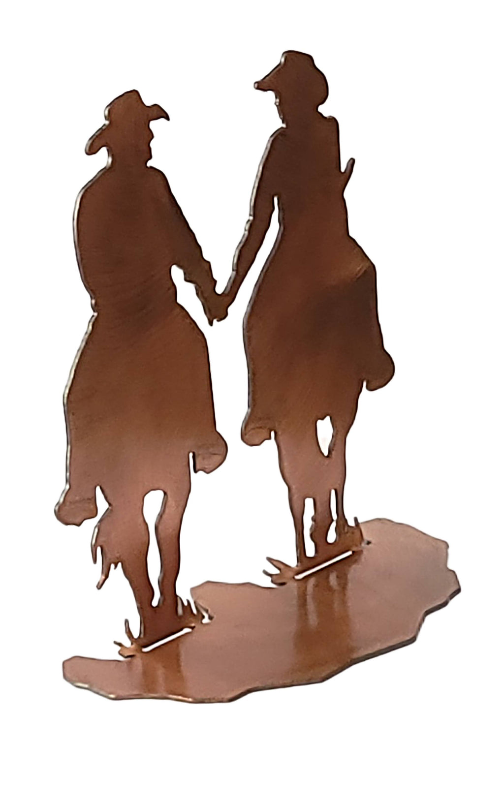 Cowboy Cowgirl Horse Holding Hands Table Topper Sculpture : Large