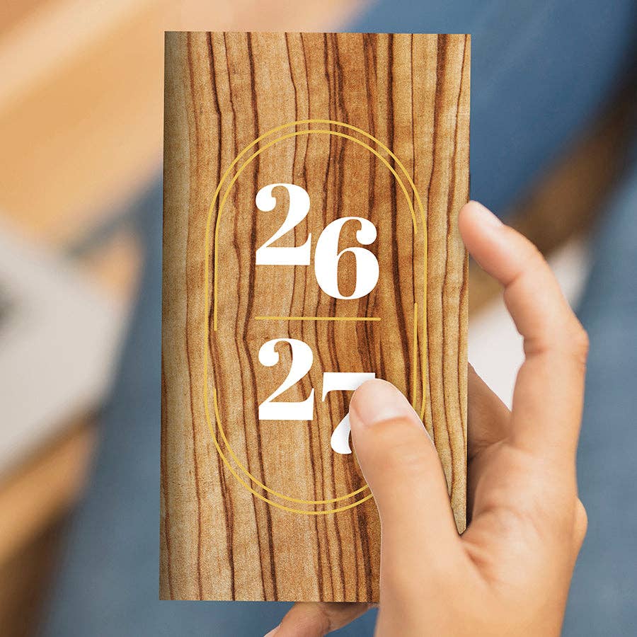 2026-2027 Classic Oak Small Monthly Pocket Planner
