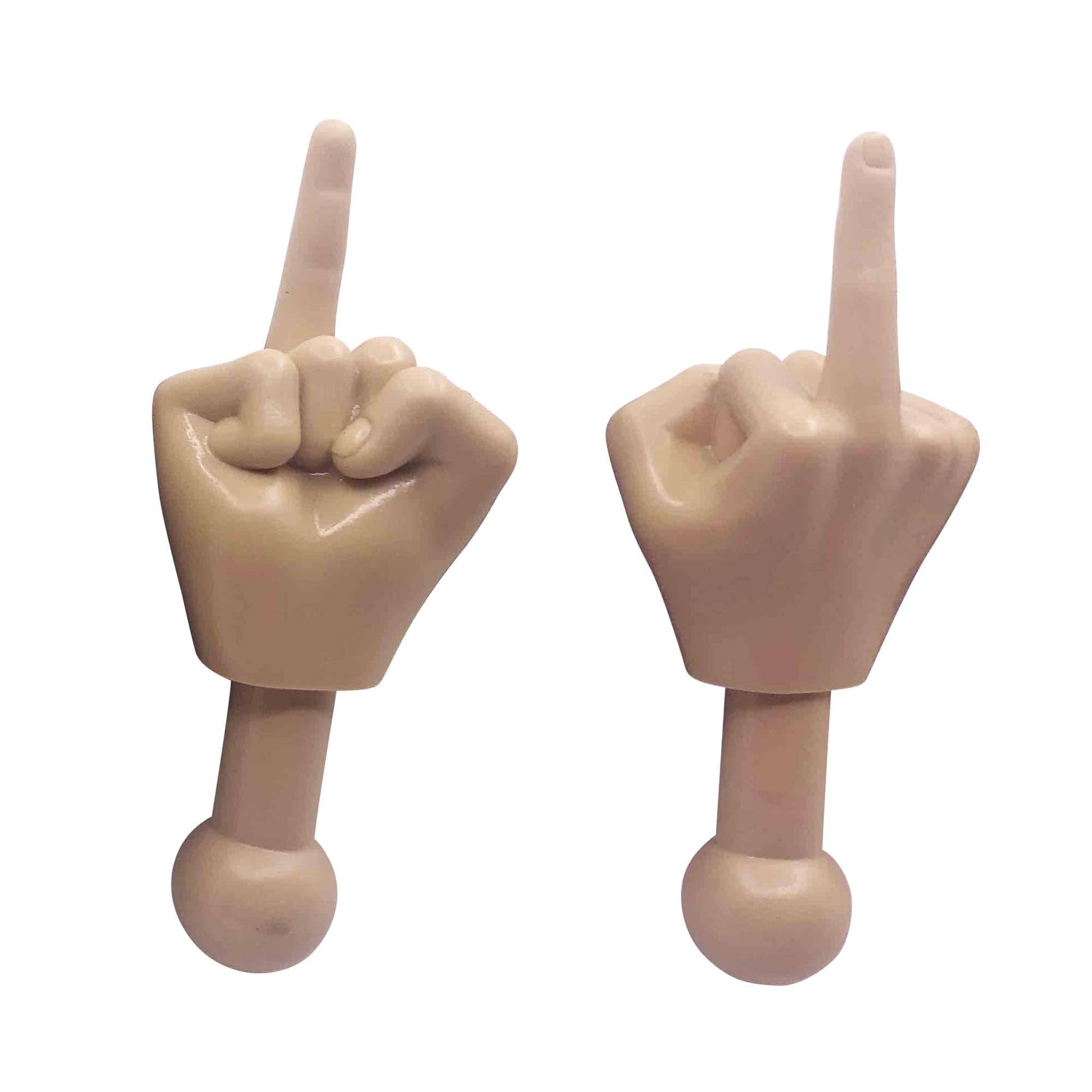 Tiny Hands Two Middle Finger Hands Beige