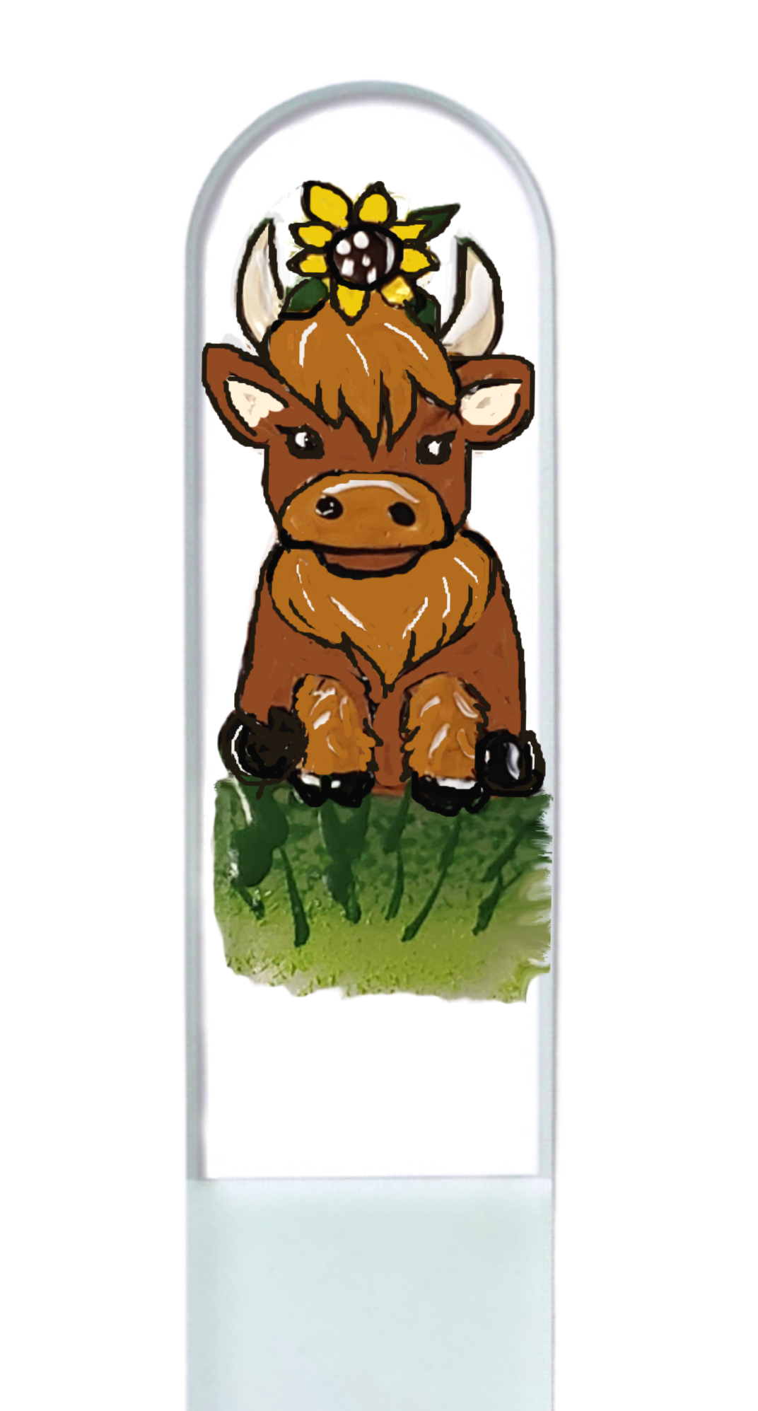 Highland Cow Sunflower Farm Hand Painted Crystal Nail File: Large