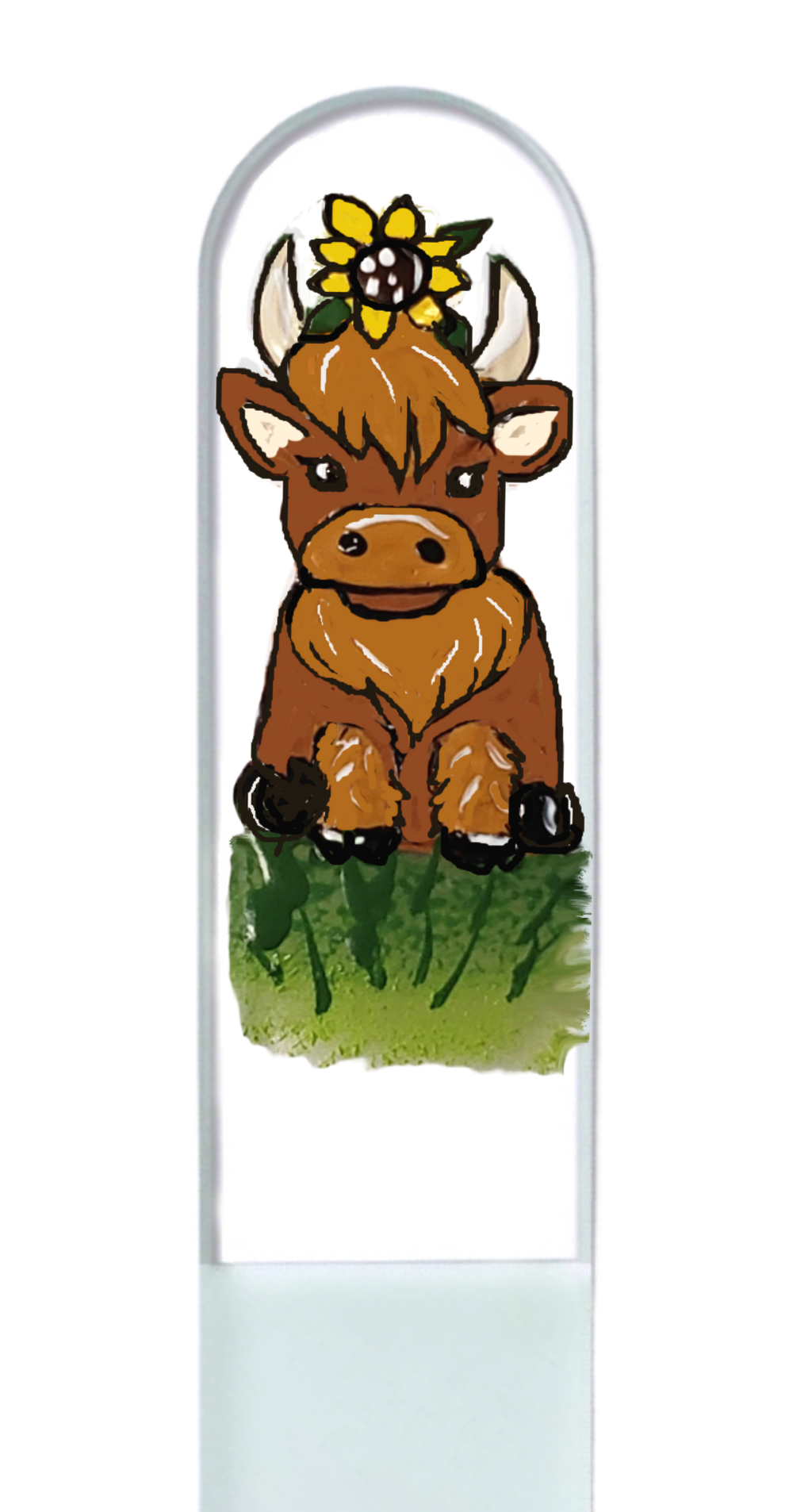 Highland Cow Sunflower Farm Hand Painted Crystal Nail File: Medium