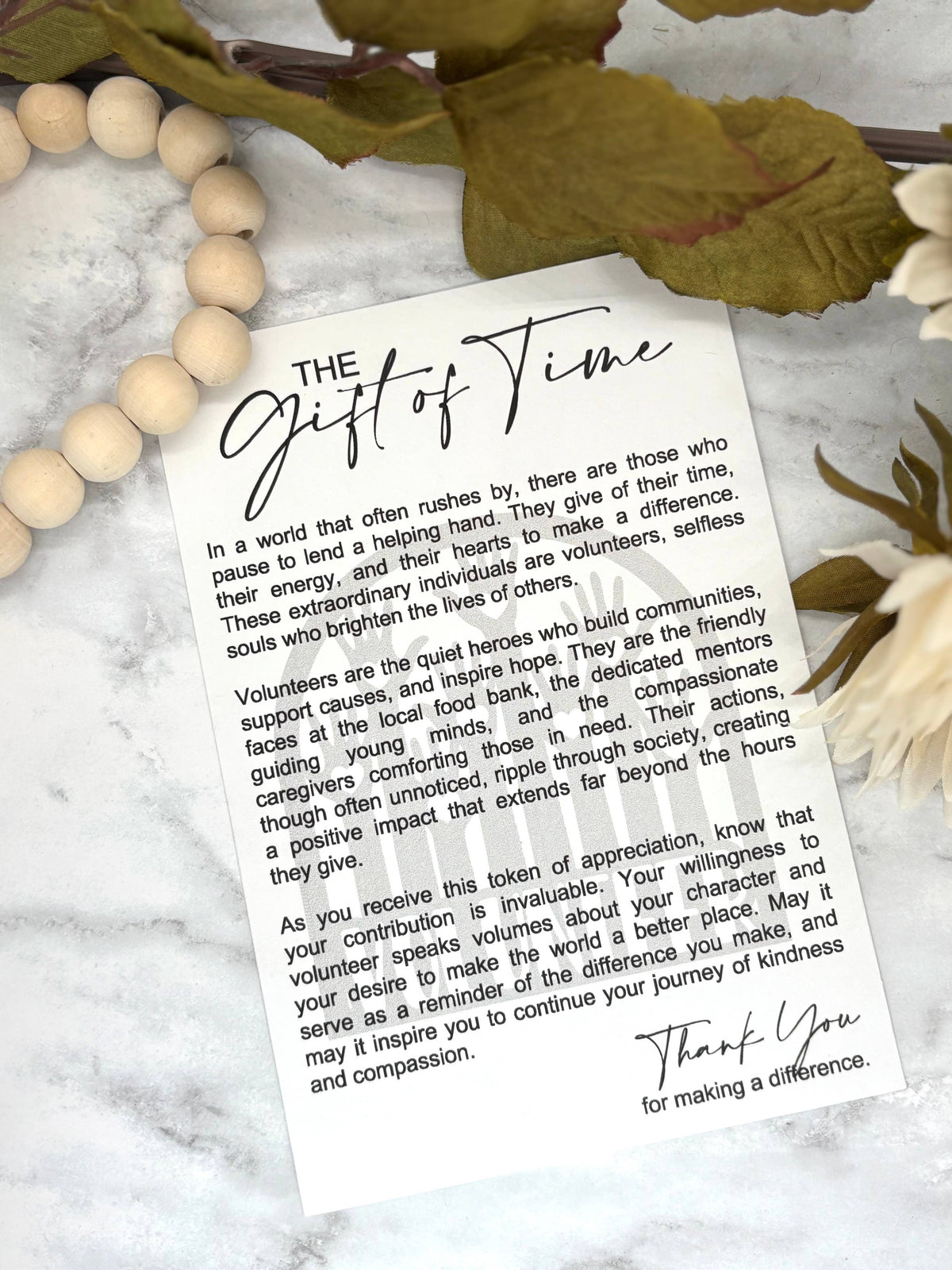 Volunteer-The Gift of Time Story Card Charm: Heart / Maple