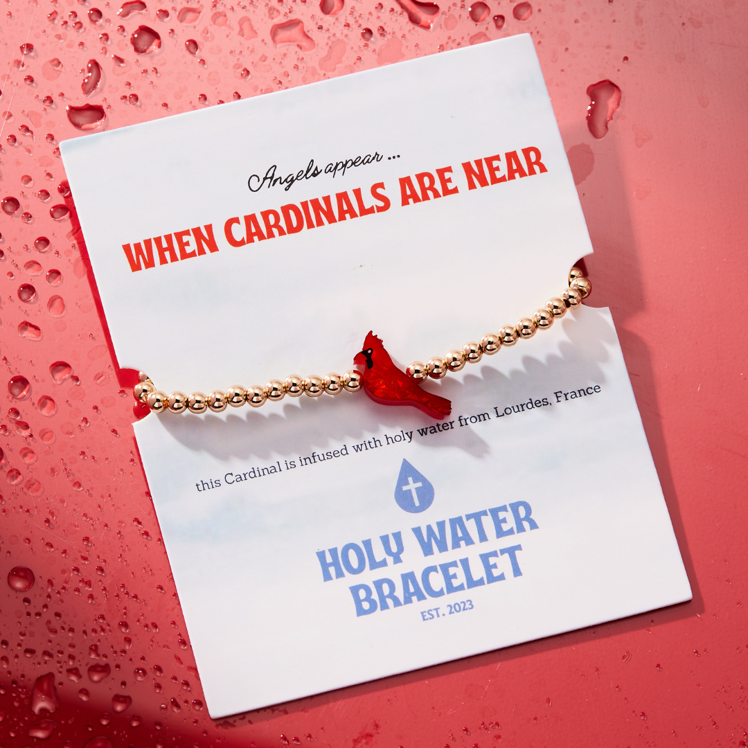 Red Cardinal Crystal Pearl Holy Water Bracelet