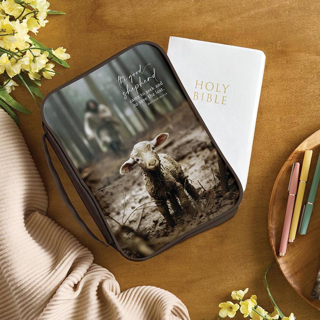 The Good Shepherd Faux Leather Bible Cover: