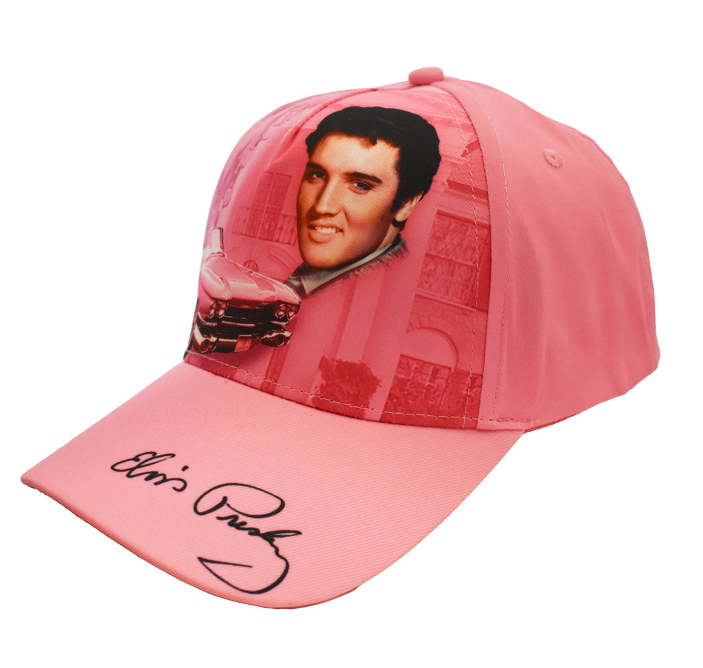 Elvis Cap Pink with guitars& Cadillac