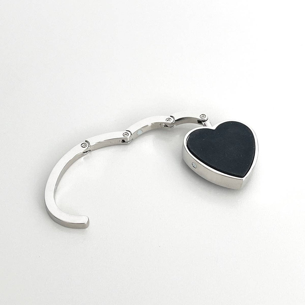 Heart Shaped Purse Hook Hanger with Rhinestones: Sky Blue