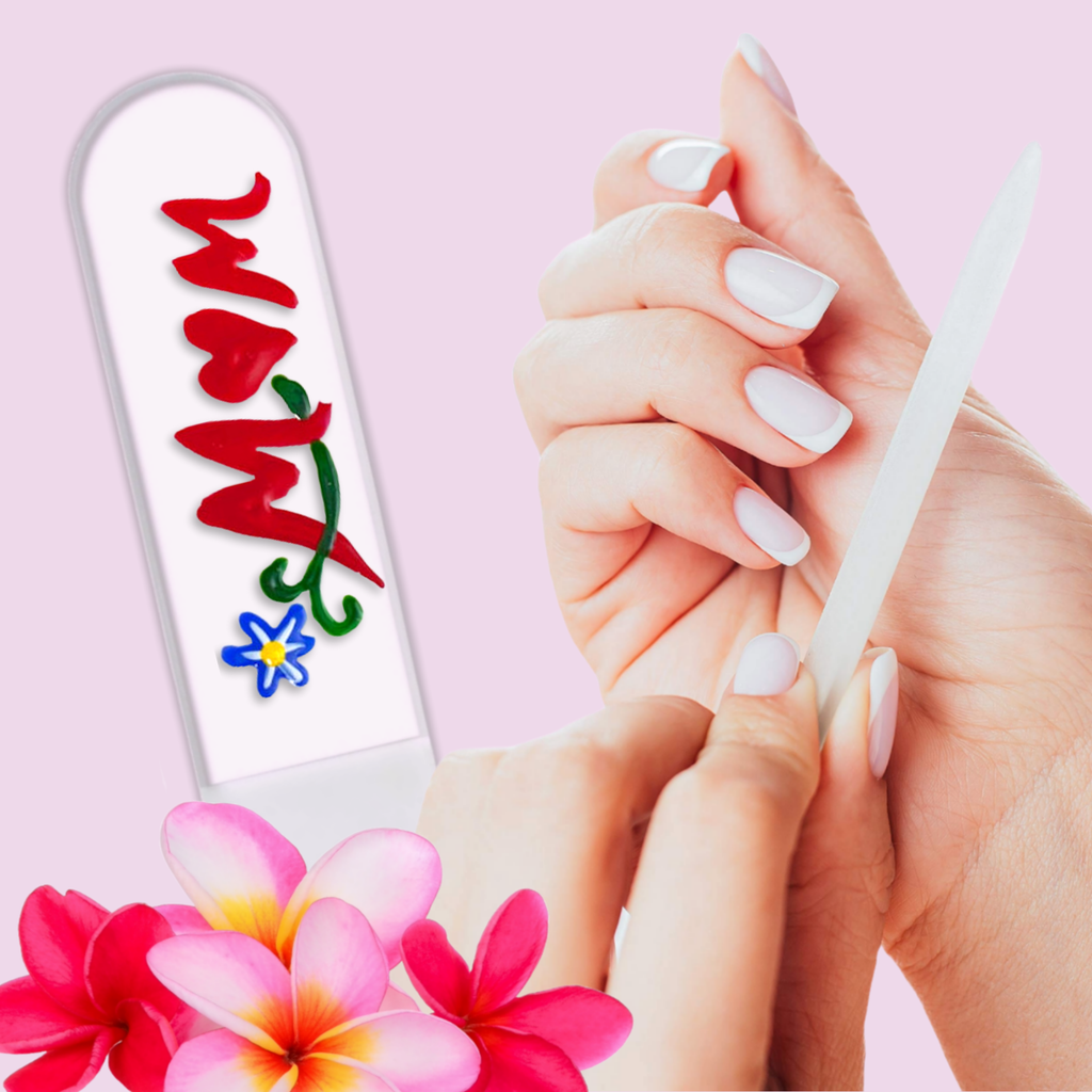 Mom Flowers Mother's Day Gift Hand Painted Crystal Nail File: Medium