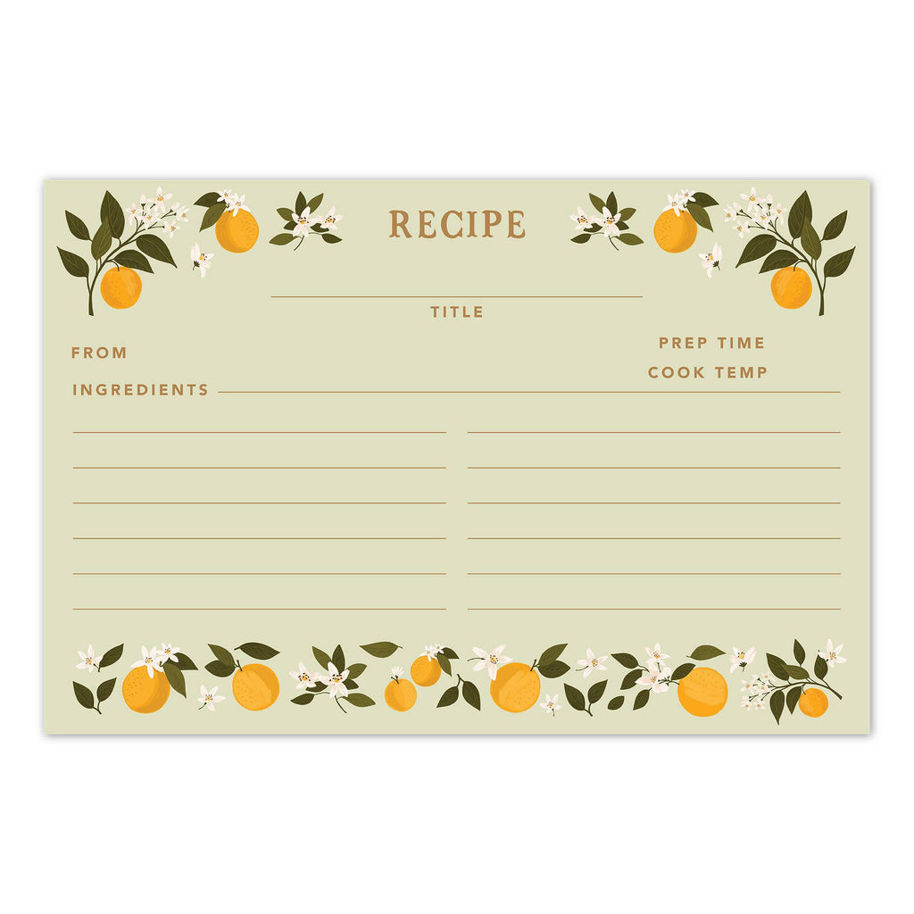 Orange Orchard Recipe Cards - Set of 50