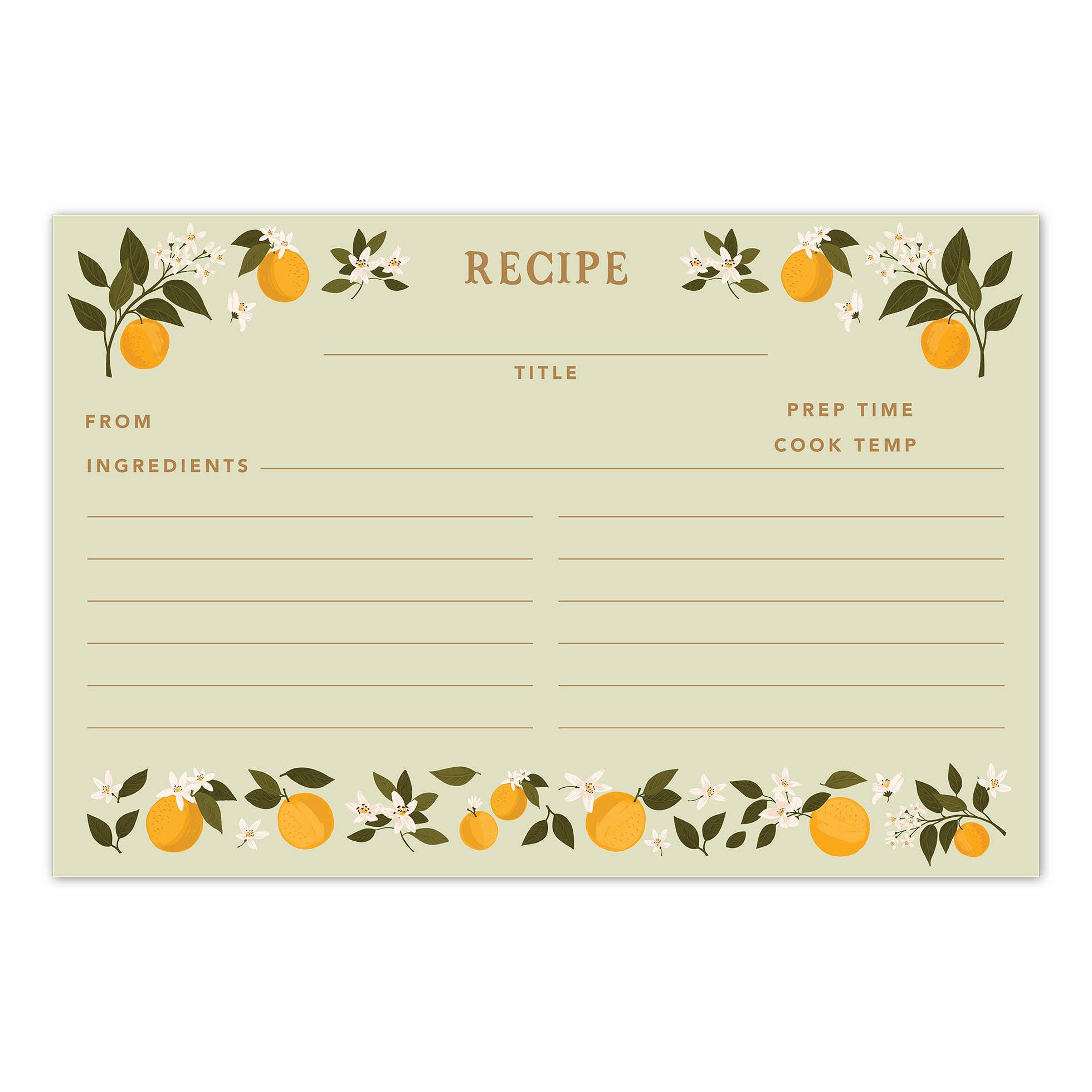 Orange Orchard Recipe Cards - Set of 50