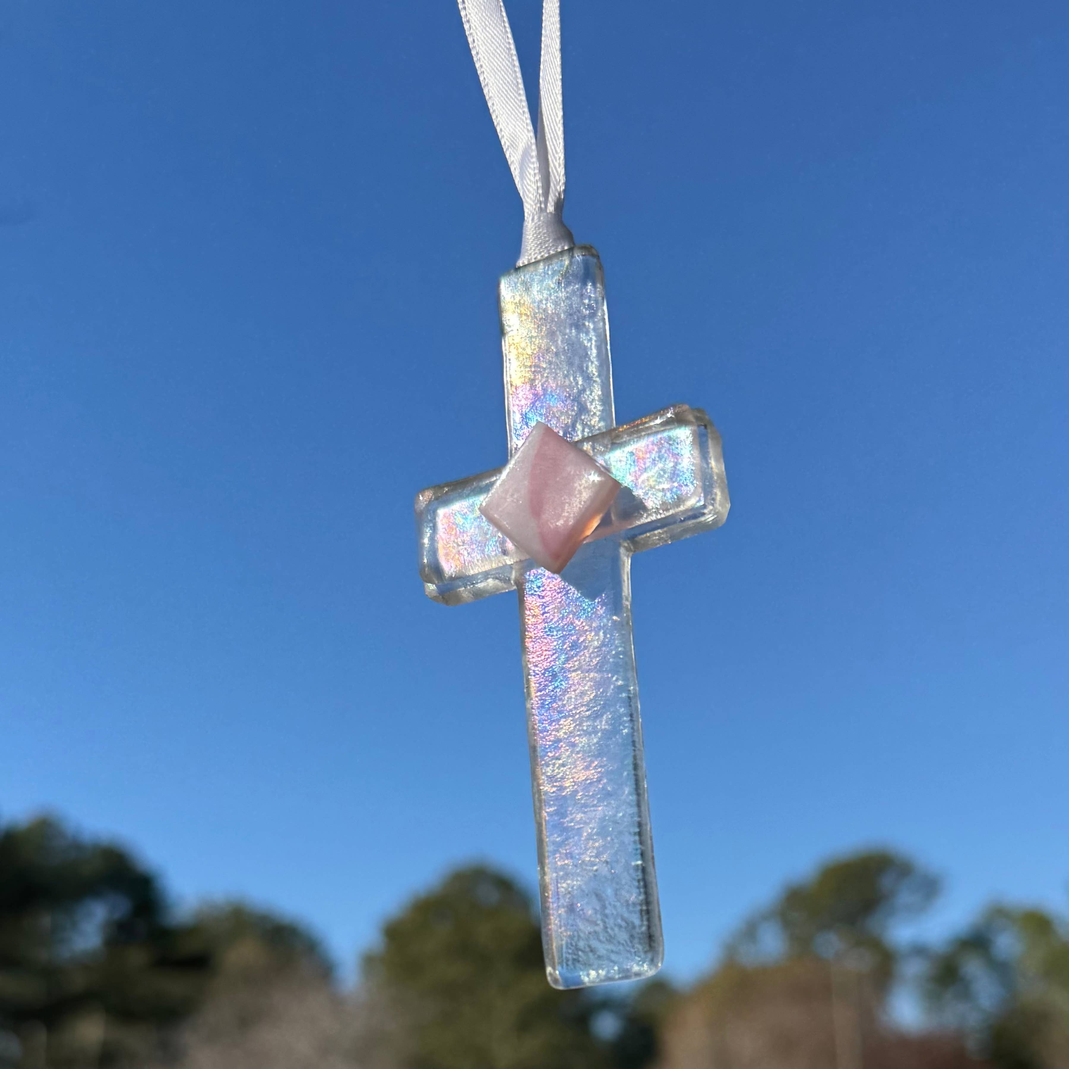 For You Sister Handmade Glass Cross