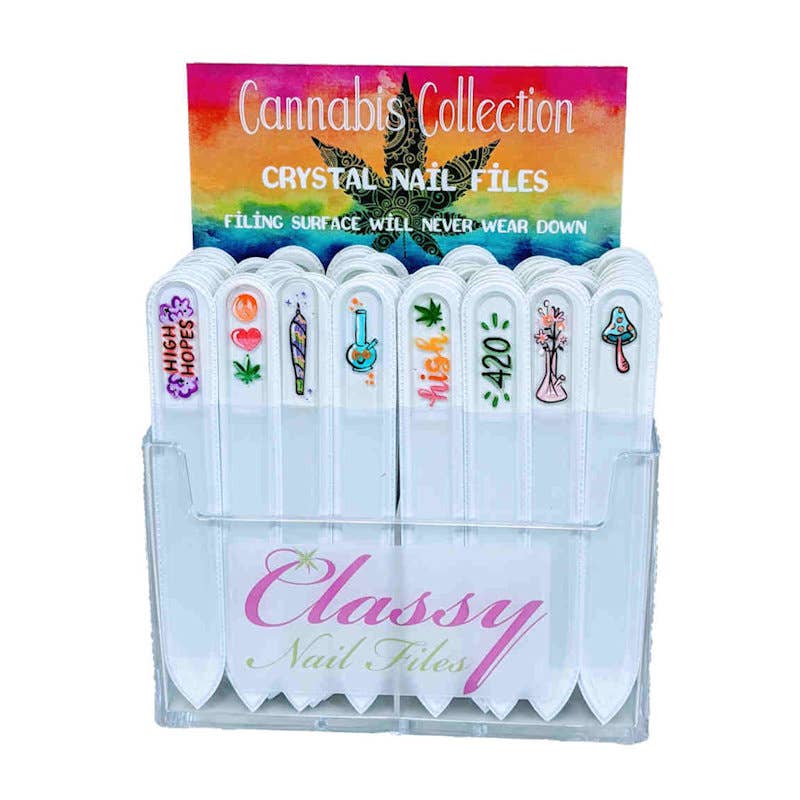 High Maintenance Cannabis Hand Painted Crystal Nail File: Medium