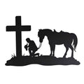 Cowboy At The Cross Metal Wall Hanging