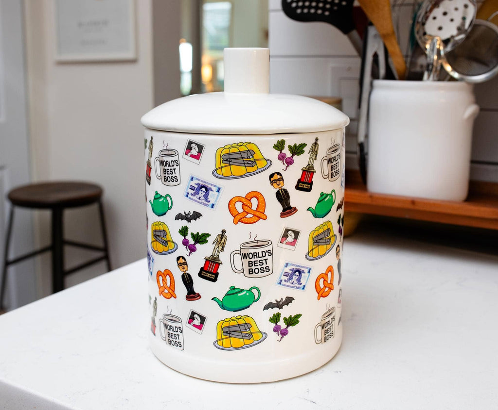 The Office Icons Ceramic Cookie Jar w/ Molded Knob