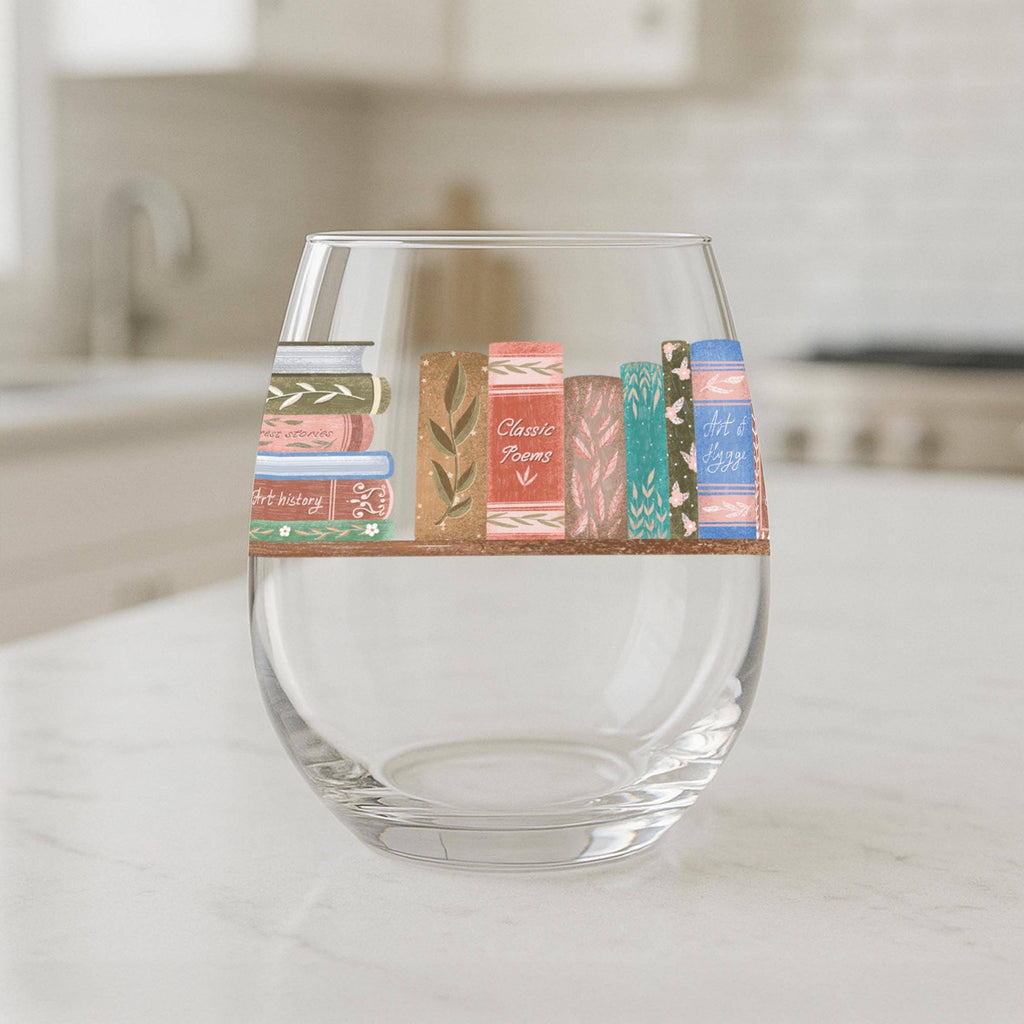 Pretty Little Chapters Book Shelf Stemless Wine Glass