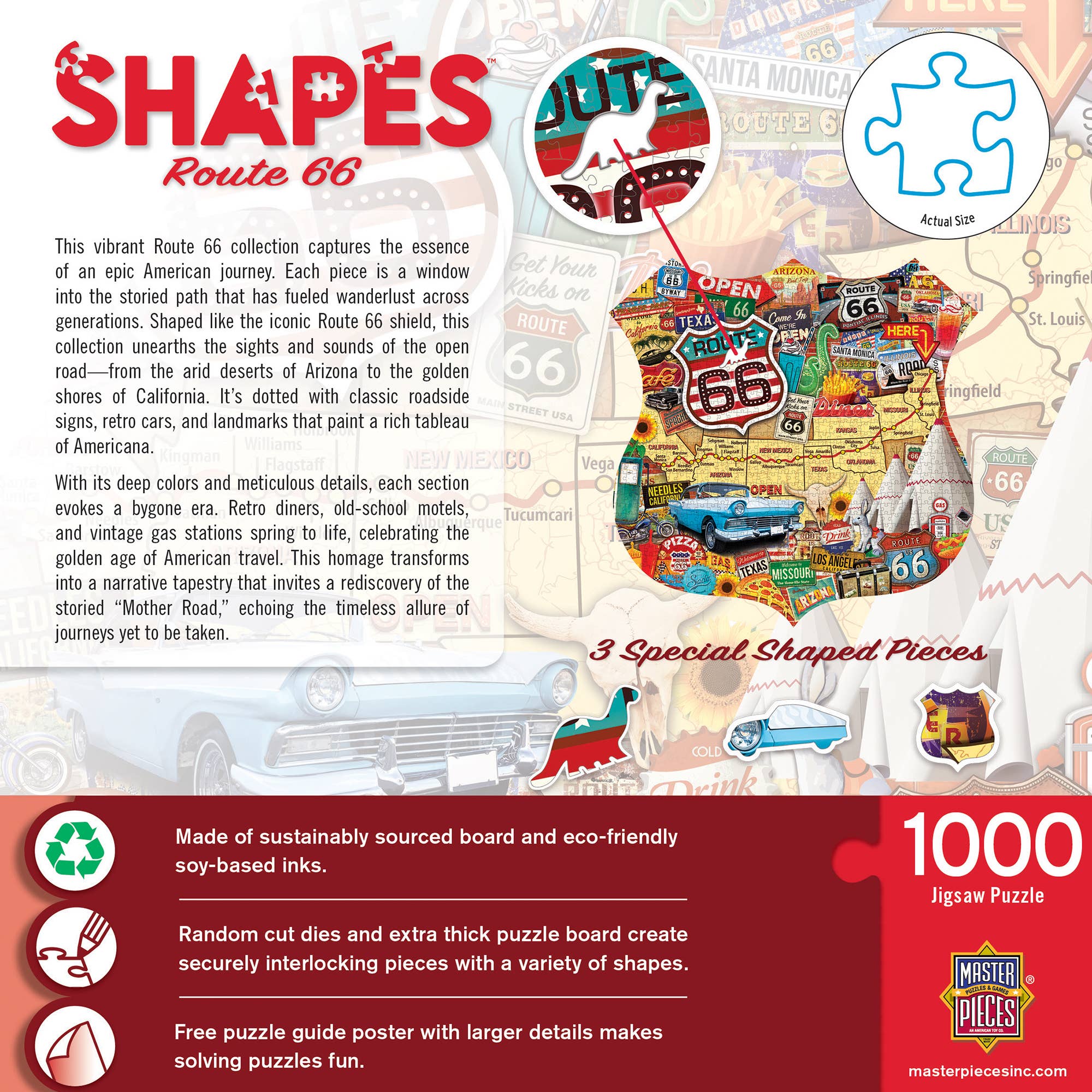Route 66 1000 Piece Shaped Jigsaw Puzzle