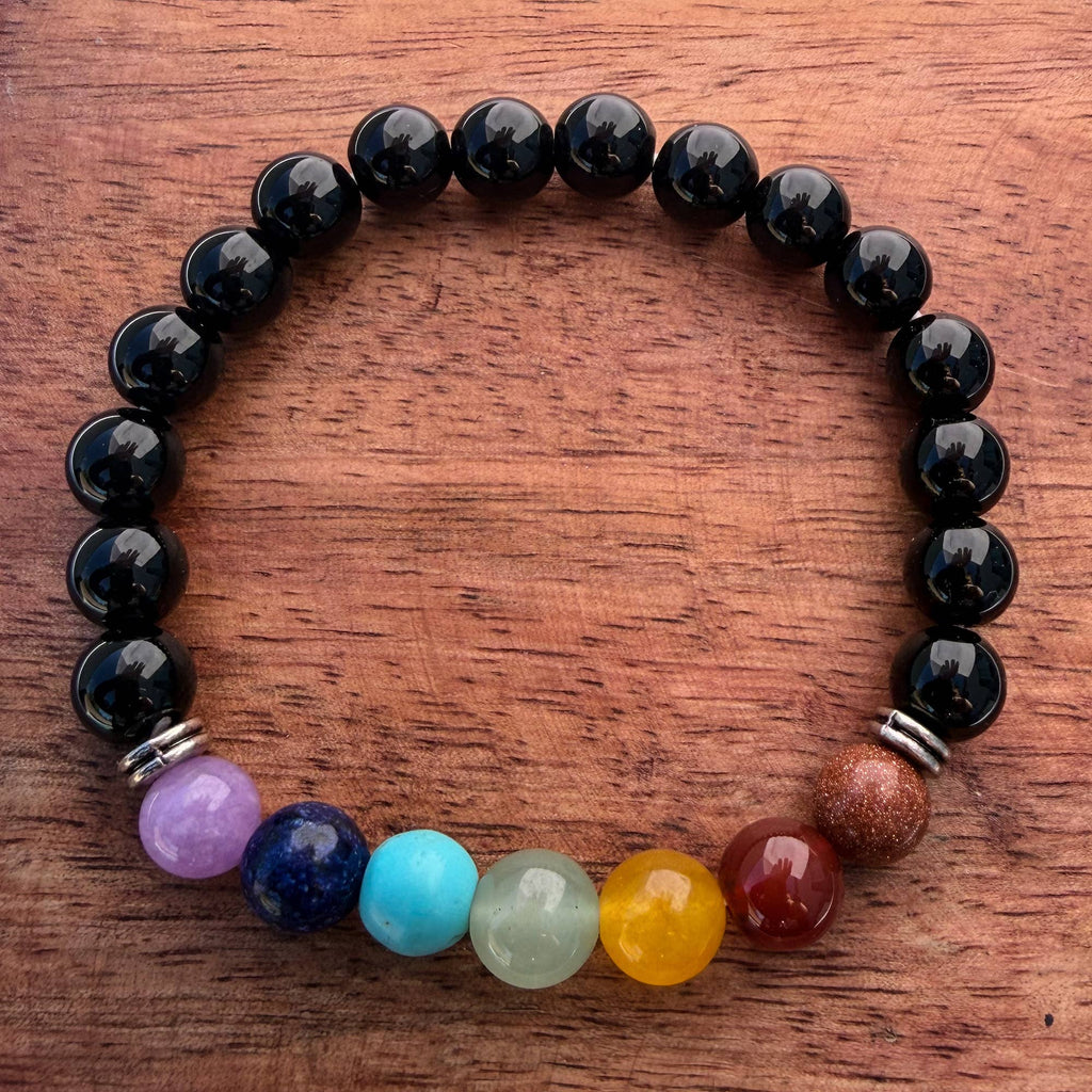 Obsidian Synthetic Stone Bracelet 8mm Obsidian Protection