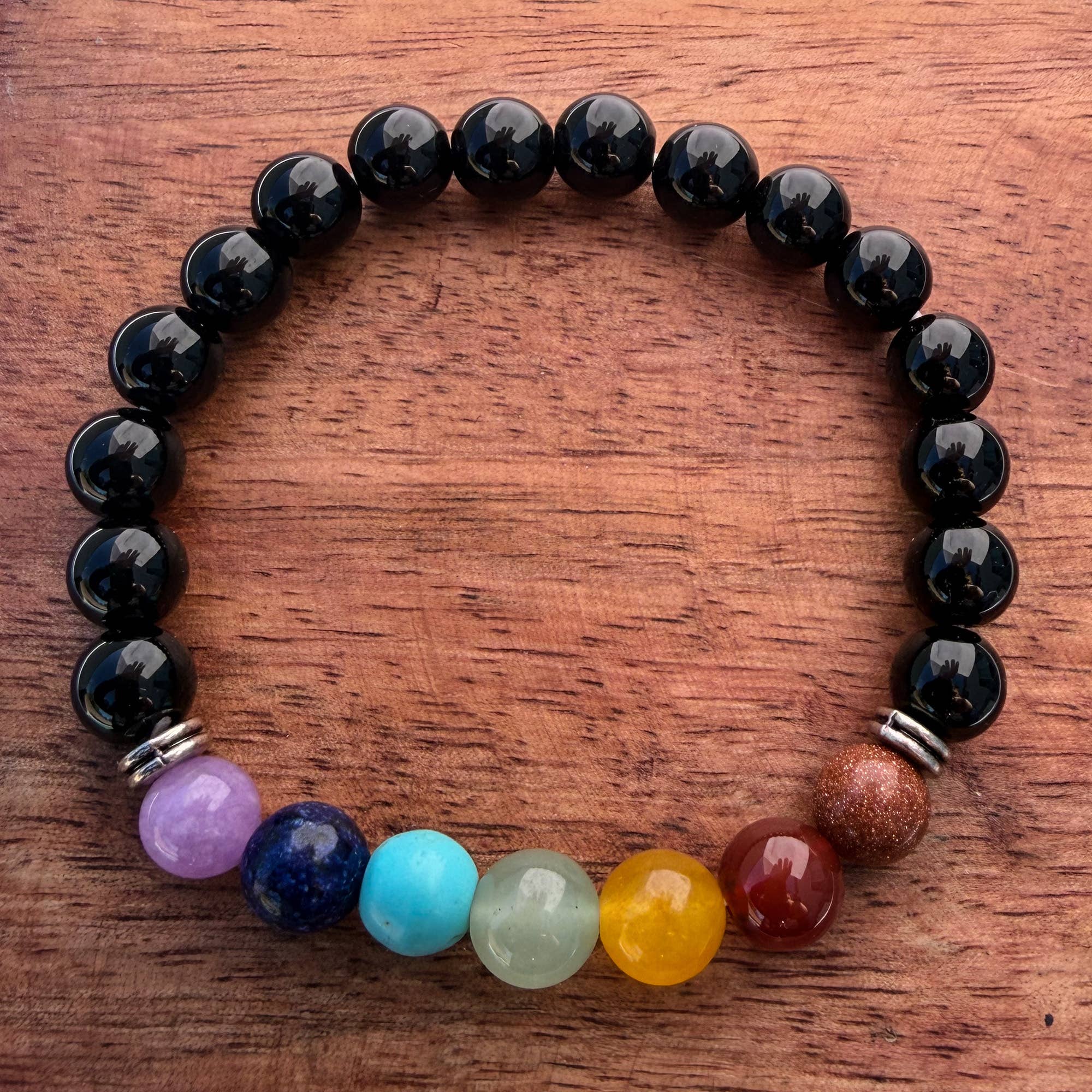 Obsidian Synthetic Stone Bracelet 8mm Obsidian Protection