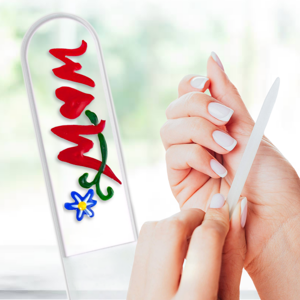 Mom Flowers Mother's Day Gift Hand Painted Crystal Nail File: Small