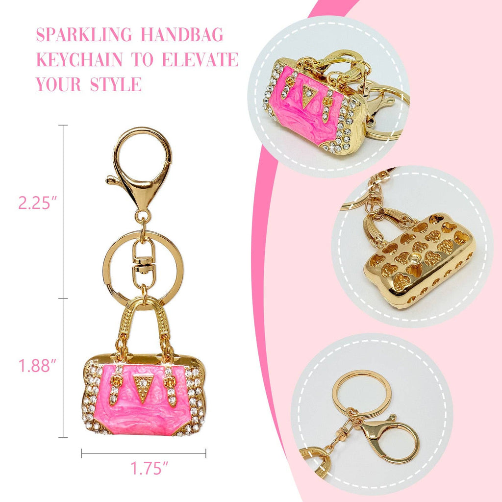 Rhinestone Handbag Shaped Purse Charm Keychain: Red