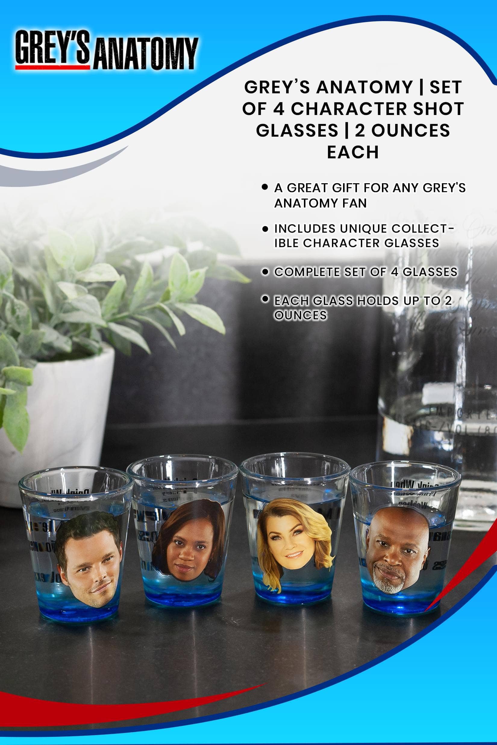 Grey's Anatomy Character Shot Glass Set of 4