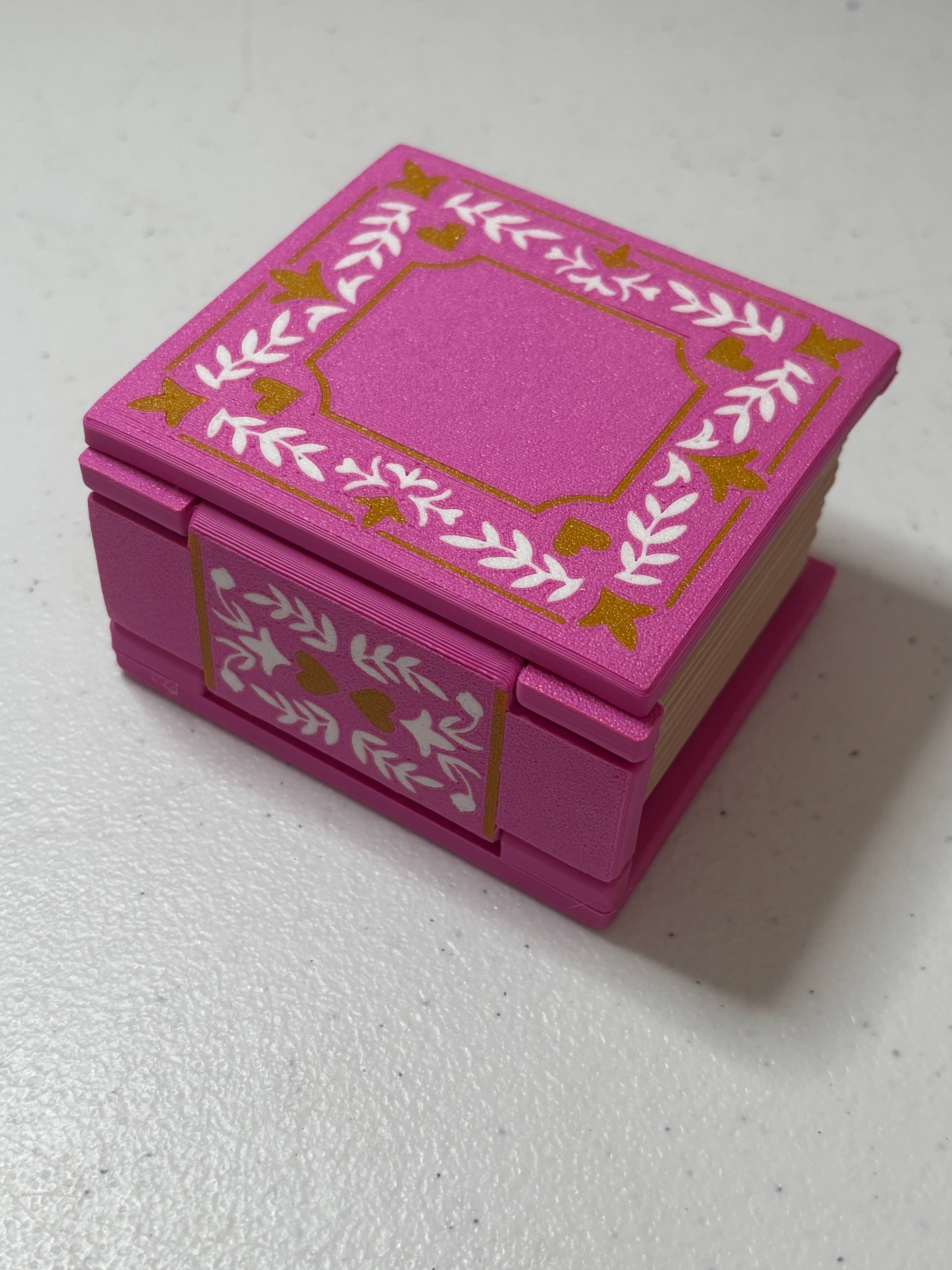 Book Shaped Trinket Box: Pink (hearts)