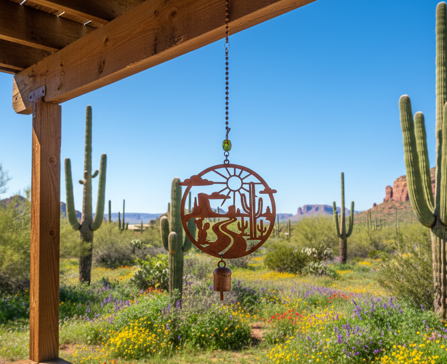 Desert Scene 5inch Circle Open Road Mobile Bell Garden Chime