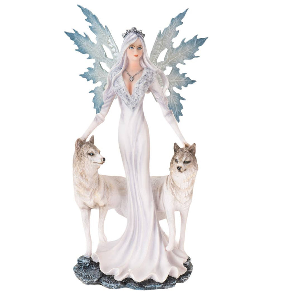 Snow Queen with Wolves Figurine